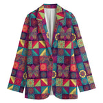Bohemian Patchwork Pattern Print Women's Blazer