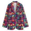 Bohemian Patchwork Pattern Print Women's Cotton Blazer