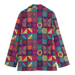 Bohemian Patchwork Pattern Print Women's Cotton Blazer