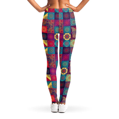 Bohemian Patchwork Pattern Print Women's Leggings