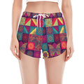 Bohemian Patchwork Pattern Print Women's Split Running Shorts