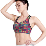 Bohemian Patchwork Pattern Print Women's Sports Bra