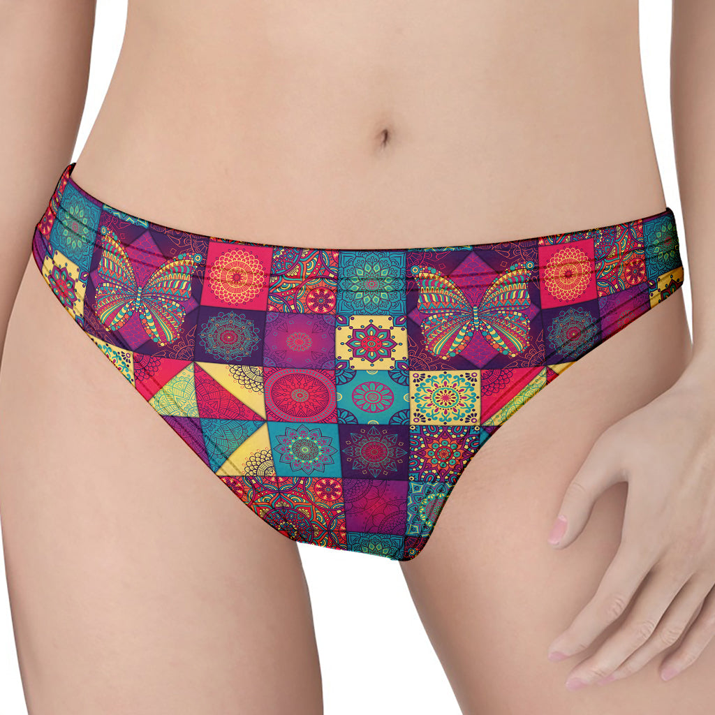 Bohemian Patchwork Pattern Print Women's Thong