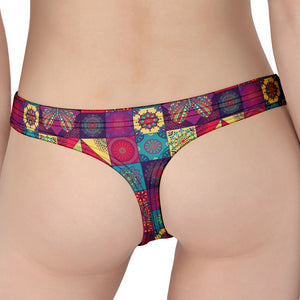 Bohemian Patchwork Pattern Print Women's Thong