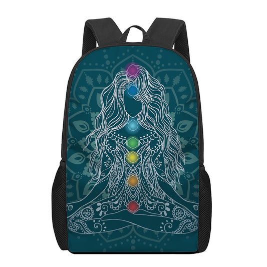 Bohemian Seven Chakras Print 17 Inch Backpack