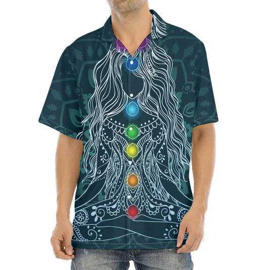 Bohemian Seven Chakras Print Aloha Shirt