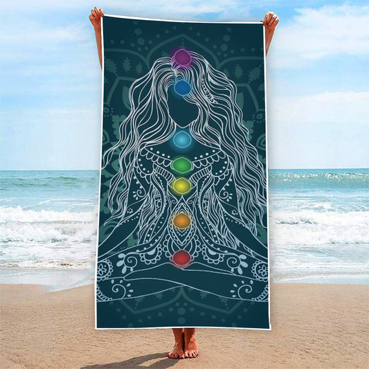 Bohemian Seven Chakras Print Beach Towel