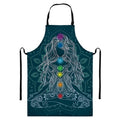 Bohemian Seven Chakras Print Bib Apron With Pocket