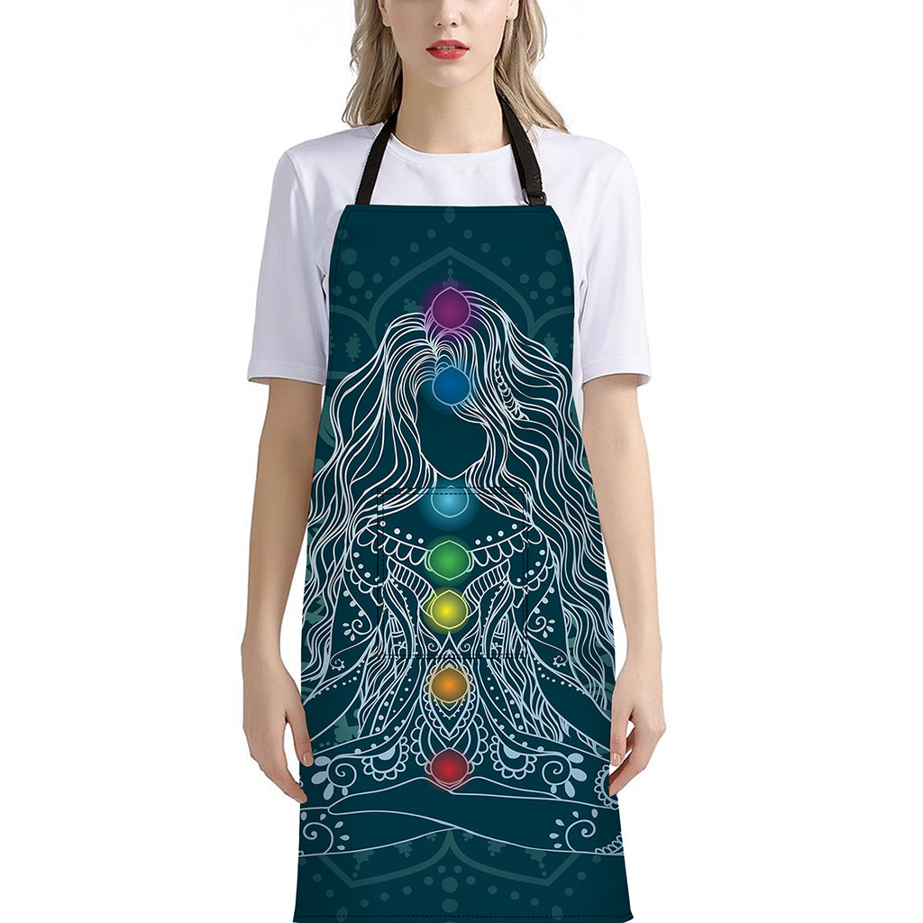 Bohemian Seven Chakras Print Bib Apron With Pocket