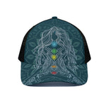 Bohemian Seven Chakras Print Black Mesh Trucker Cap