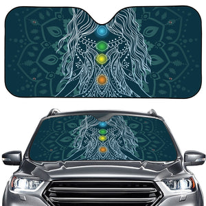 Bohemian Seven Chakras Print Car Windshield Sun Shade