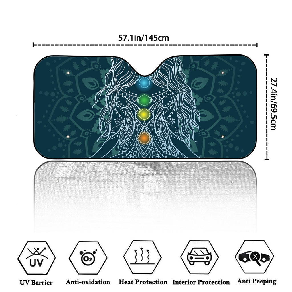 Bohemian Seven Chakras Print Car Windshield Sun Shade