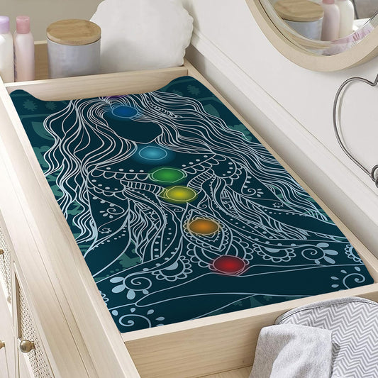 Bohemian Seven Chakras Print Changing Pad Cover