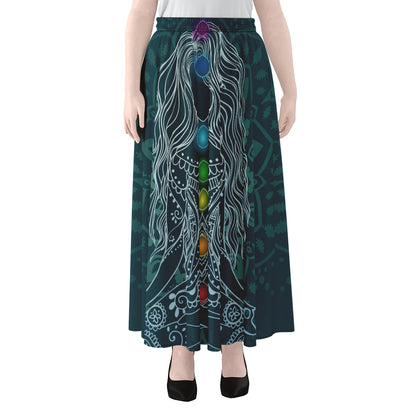 Bohemian Seven Chakras Print Chiffon Maxi Skirt