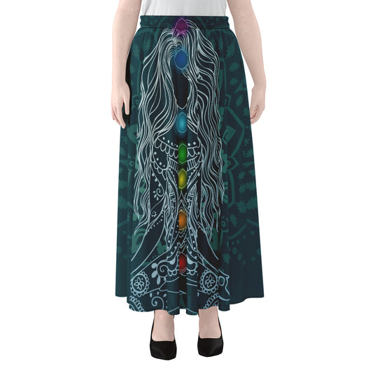 Bohemian Seven Chakras Print Chiffon Maxi Skirt