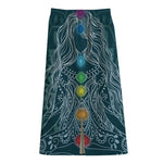 Bohemian Seven Chakras Print Cotton Front Slit Maxi Skirt