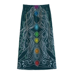 Bohemian Seven Chakras Print Cotton Front Slit Maxi Skirt