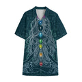 Bohemian Seven Chakras Print Cotton Hawaiian Shirt