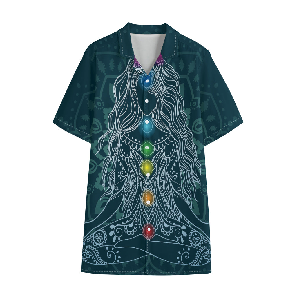 Bohemian Seven Chakras Print Cotton Hawaiian Shirt