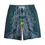 Bohemian Seven Chakras Print Cotton Shorts