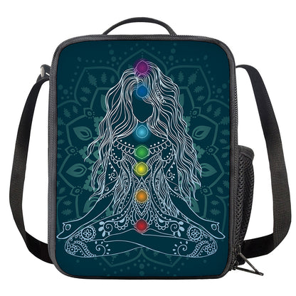 Bohemian Seven Chakras Print Crossbody Lunch Bag