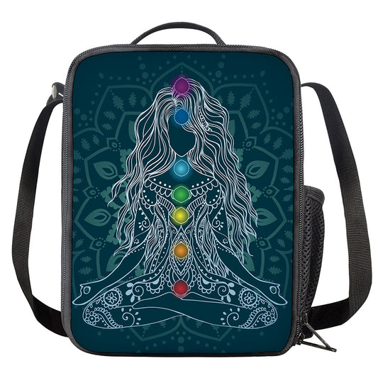 Bohemian Seven Chakras Print Crossbody Lunch Bag