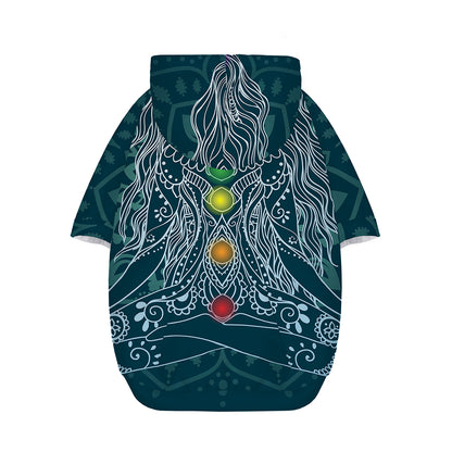 Bohemian Seven Chakras Print Dog Zip Up Hoodie