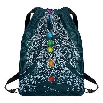 Bohemian Seven Chakras Print Drawstring Backpack