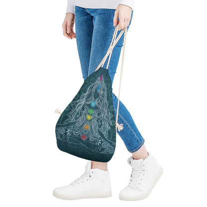 Bohemian Seven Chakras Print Drawstring Bag