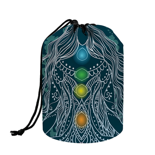 Bohemian Seven Chakras Print Drawstring Makeup Bag