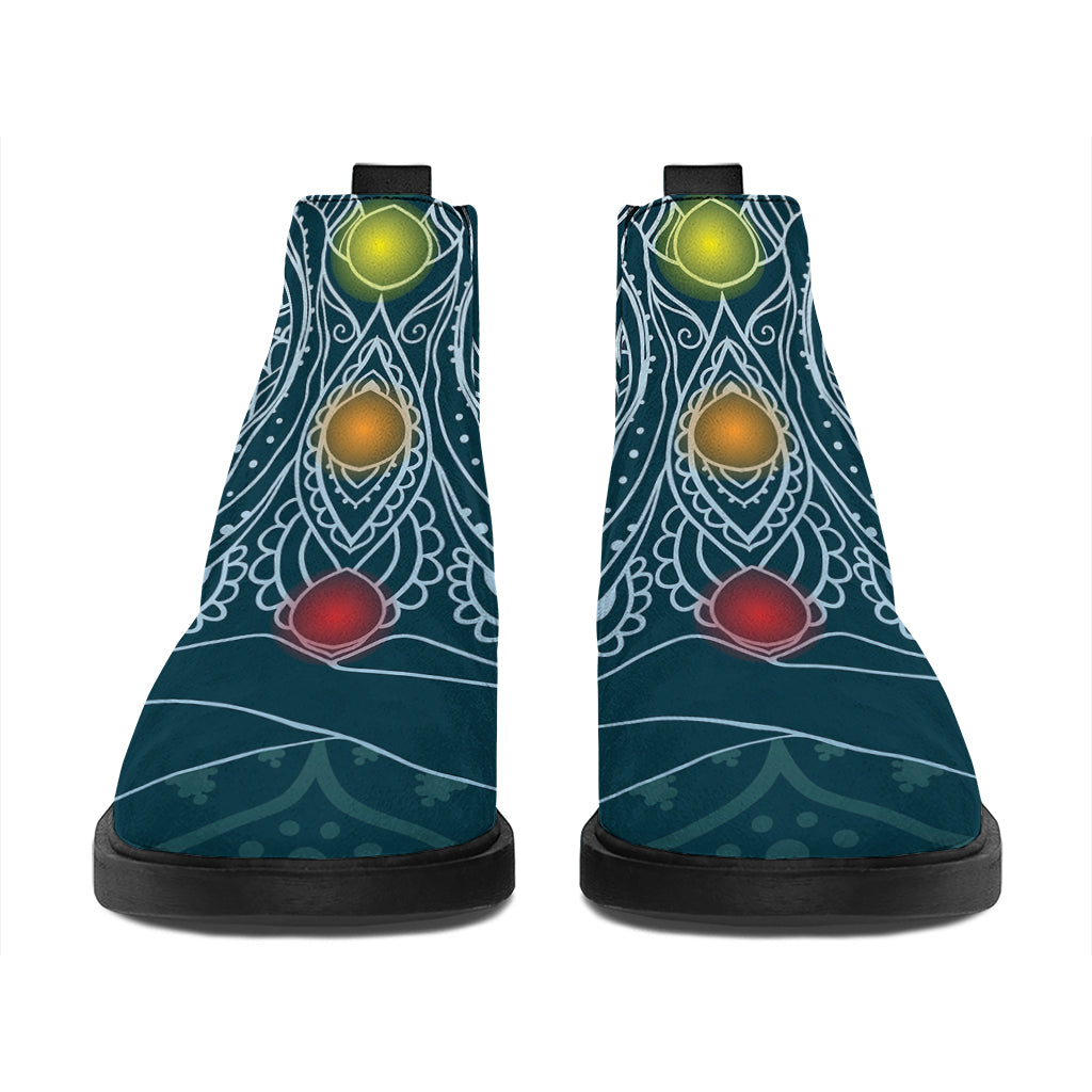 Bohemian Seven Chakras Print Flat Ankle Boots