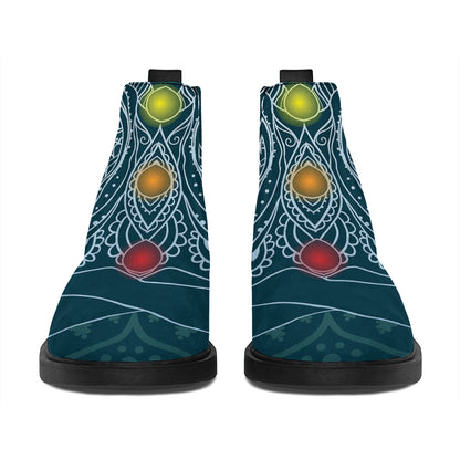 Bohemian Seven Chakras Print Flat Ankle Boots