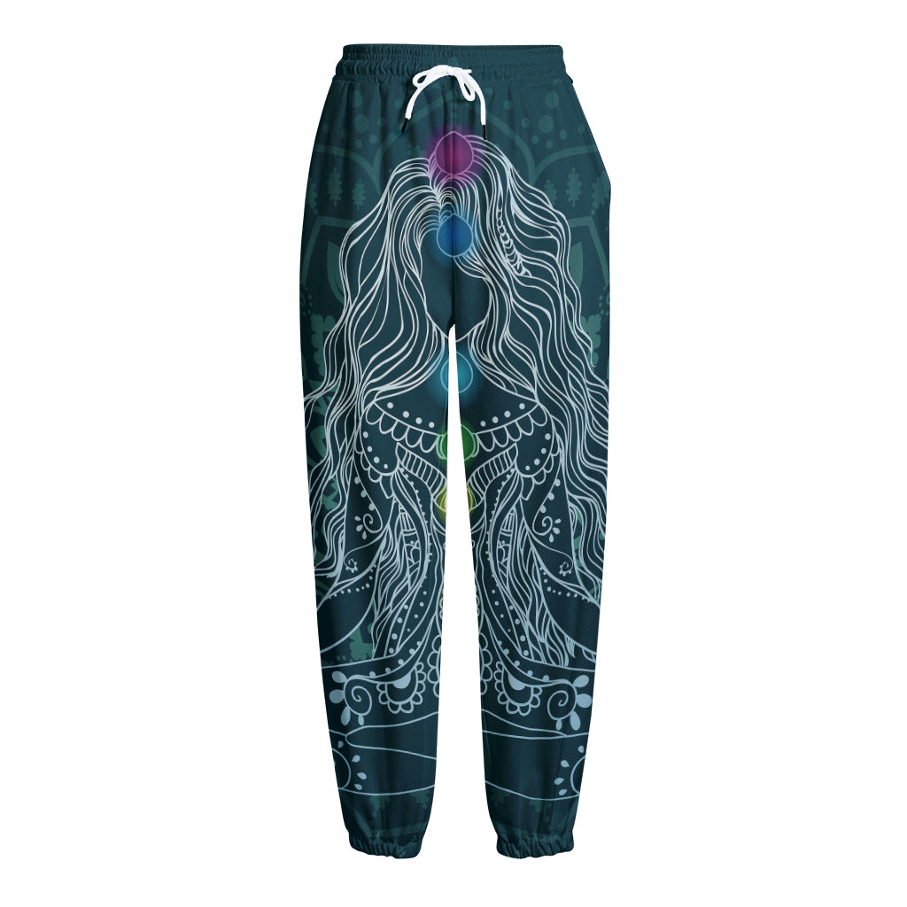 Bohemian Seven Chakras Print Fleece Lined Knit Pants
