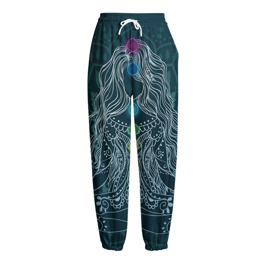 Bohemian Seven Chakras Print Fleece Lined Knit Pants