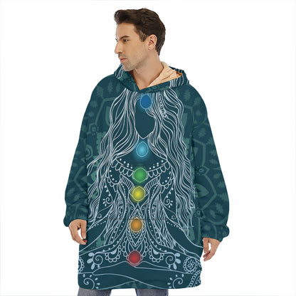 Bohemian Seven Chakras Print Hoodie Blanket
