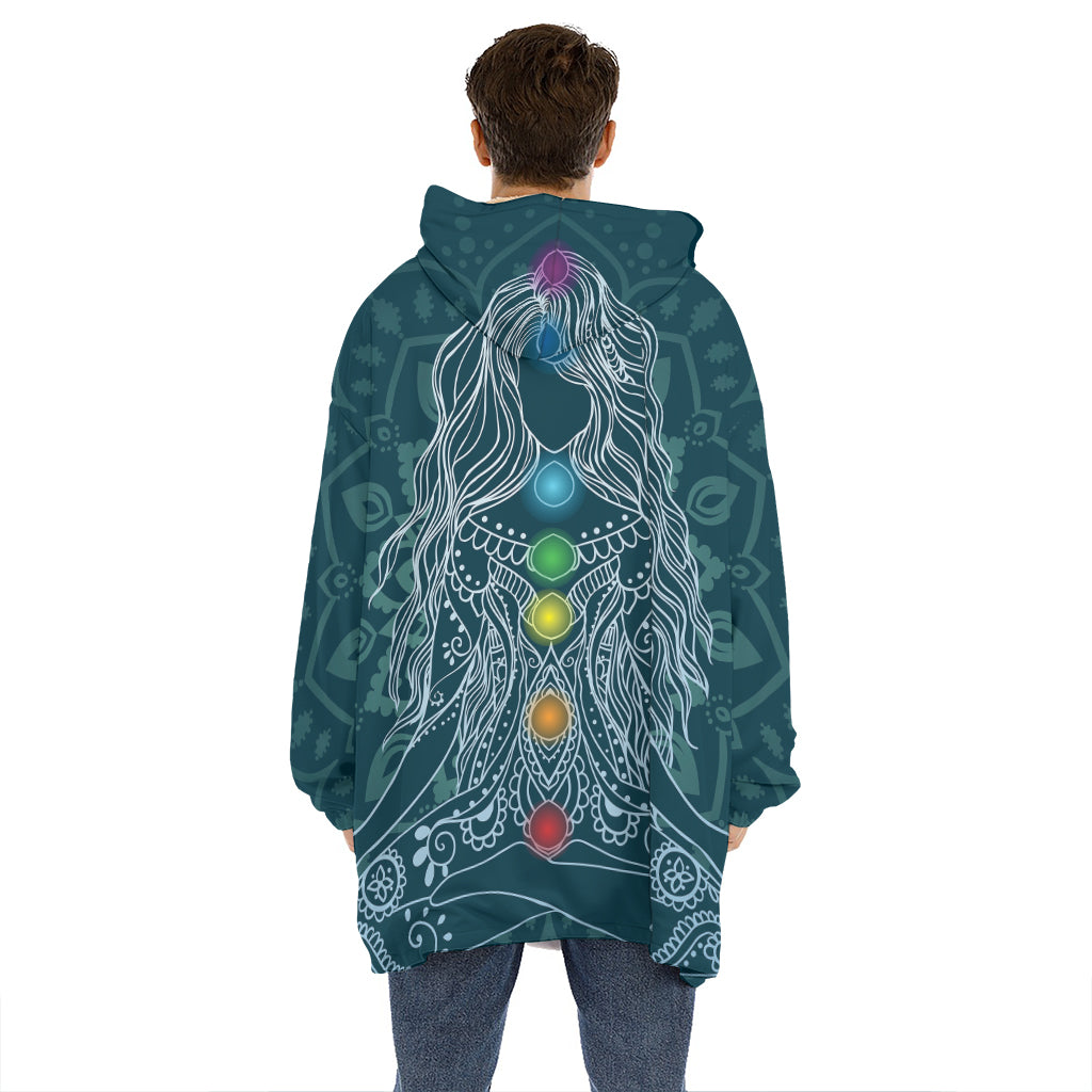 Bohemian Seven Chakras Print Hoodie Blanket