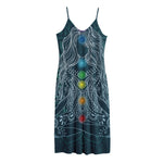 Bohemian Seven Chakras Print Jersey Midi Cami Dress