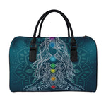Bohemian Seven Chakras Print Leather Duffle Bag