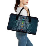 Bohemian Seven Chakras Print Leather Duffle Bag