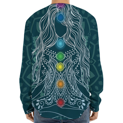 Bohemian Seven Chakras Print Long Sleeve Baseball Jersey
