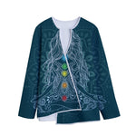 Bohemian Seven Chakras Print Long Sleeve Short Coat