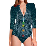 Bohemian Seven Chakras Print Long Sleeve Swimsuit