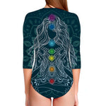 Bohemian Seven Chakras Print Long Sleeve Swimsuit