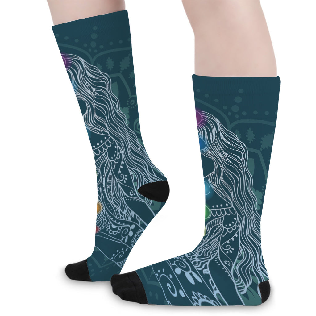 Bohemian Seven Chakras Print Long Socks