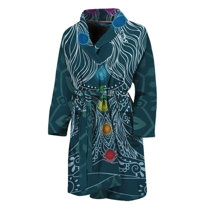 Bohemian Seven Chakras Print Men's Bathrobe