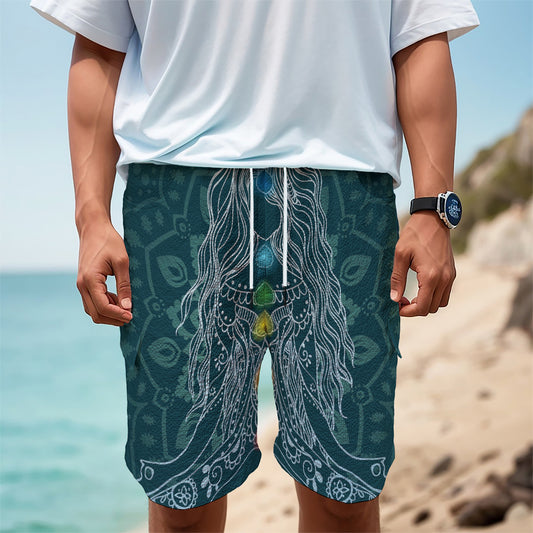 Bohemian Seven Chakras Print Men's Cargo Shorts