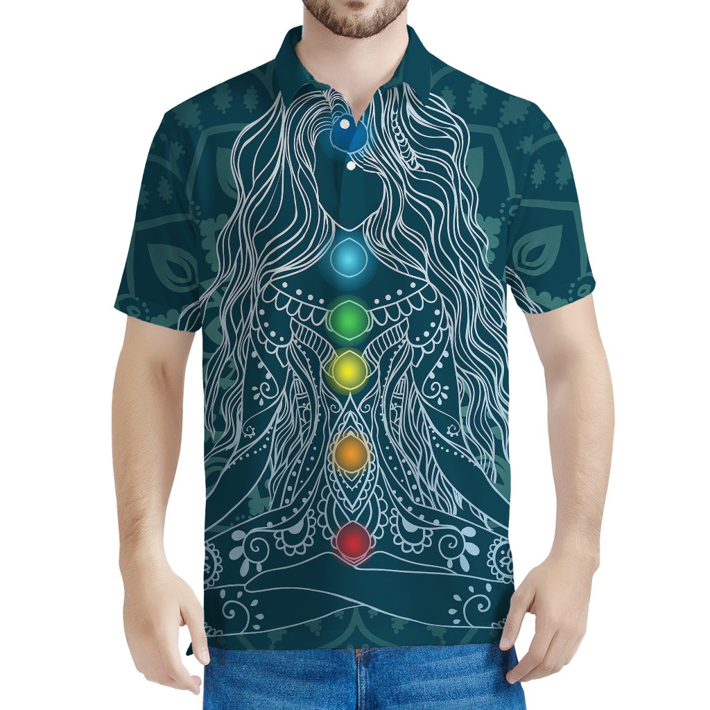 Bohemian Seven Chakras Print Men's Polo Shirt