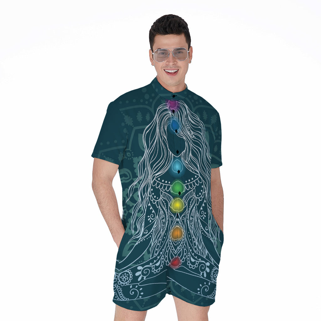 Bohemian Seven Chakras Print Men's Rompers