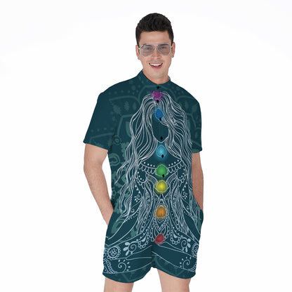 Bohemian Seven Chakras Print Men's Rompers