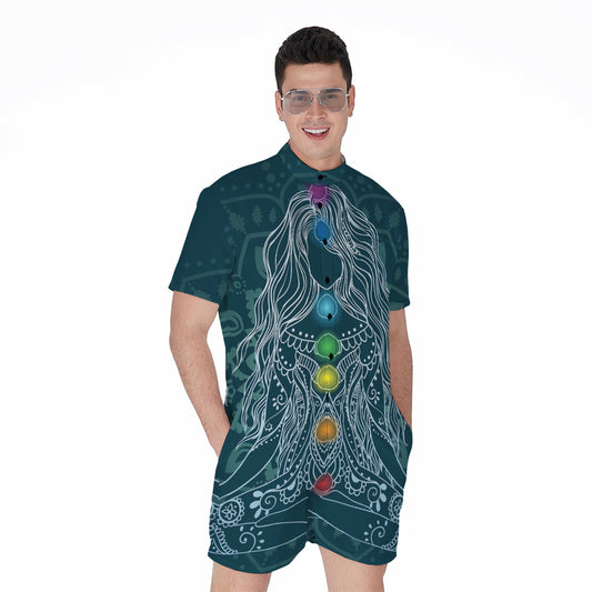 Bohemian Seven Chakras Print Men's Rompers